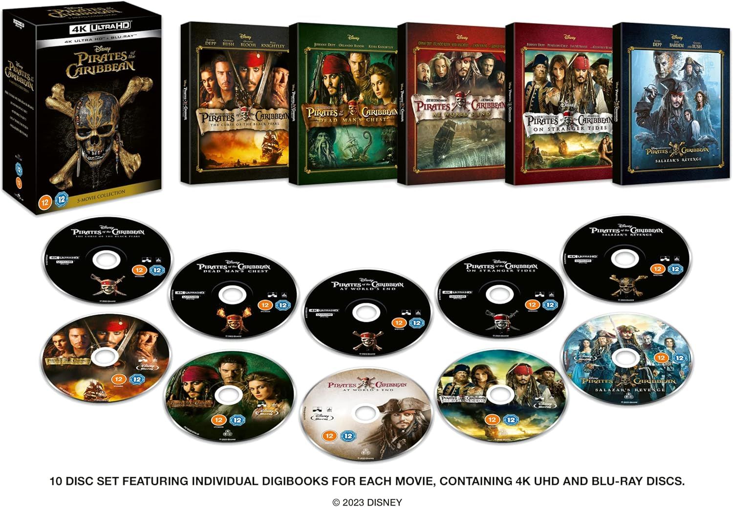 Pirates of the Caribbean 1 2 3 4 5 [5 Movie Collection] 4K Ultra HD + Blu-ray Boxset
