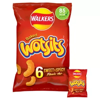 Walkers Wotsits Flamin&#39; Hot [6 Pack] Crisps Snacks