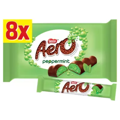 Aero Peppermint Mint Chocolate Bars [8 Pack] 8 x 27g (216g)