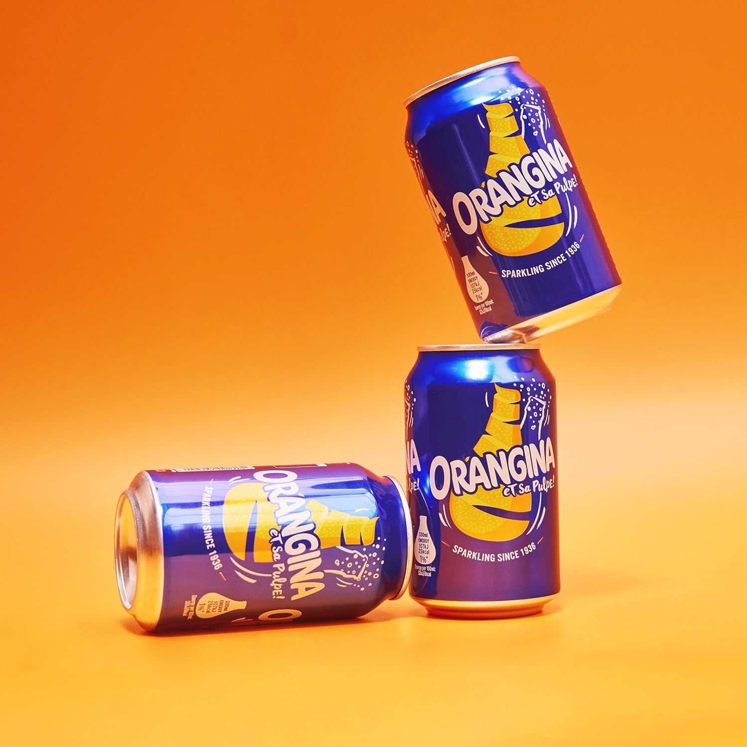 Orangina Sparkling Fruit Drink [6 Pack] 330ml Cans