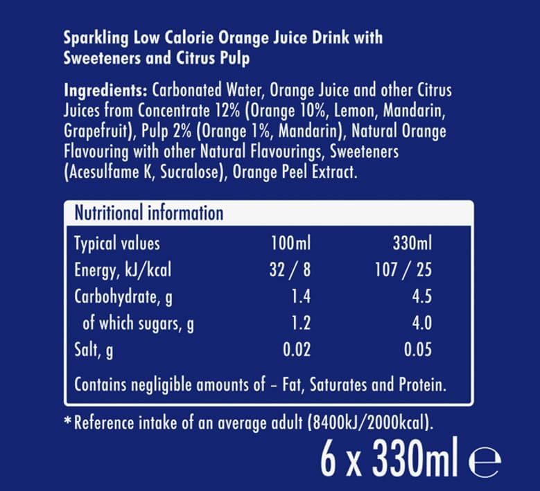 Orangina Sparkling Fruit Drink 330ml Can