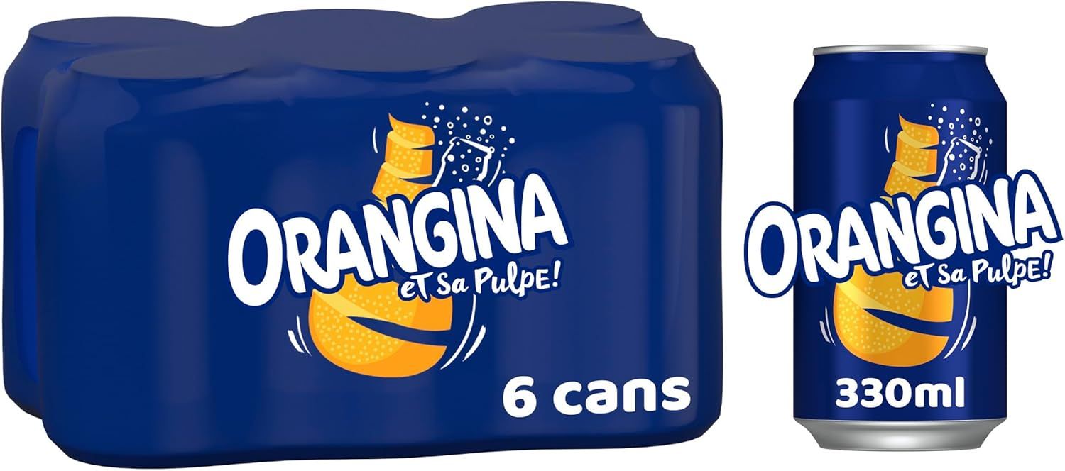 Orangina Sparkling Fruit Drink [6 Pack] 330ml Cans