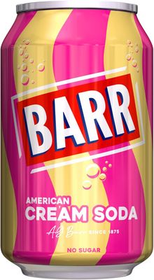 BARR American Cream Soda {Zero Sugar] Sparkling Soft Drink 330ml Can