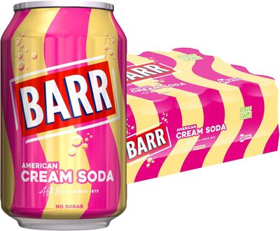 BARR American Cream Soda {Zero Sugar] Sparkling Soft Drink 330ml Can [CASE of 24]