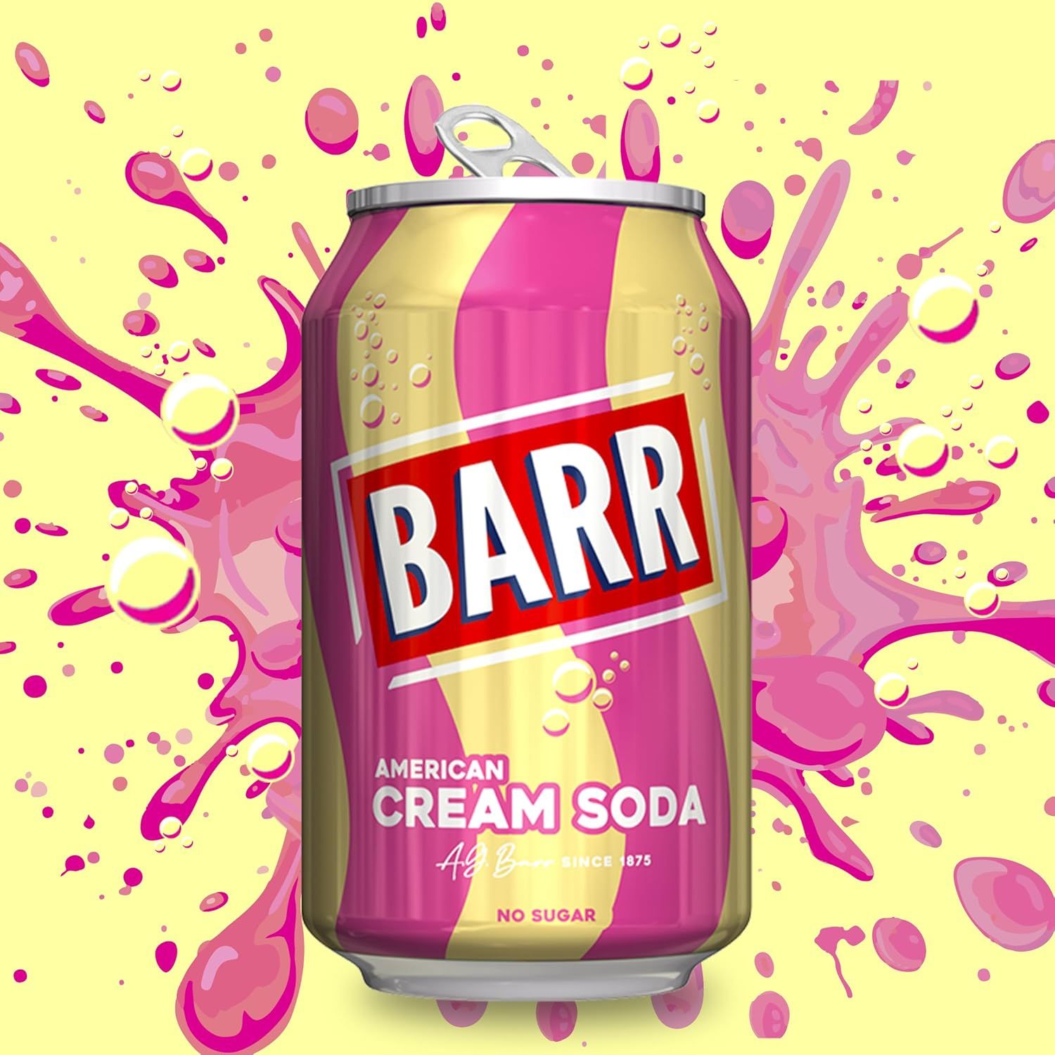 BARR American Cream Soda {Zero Sugar] Sparkling Soft Drink 330ml Can