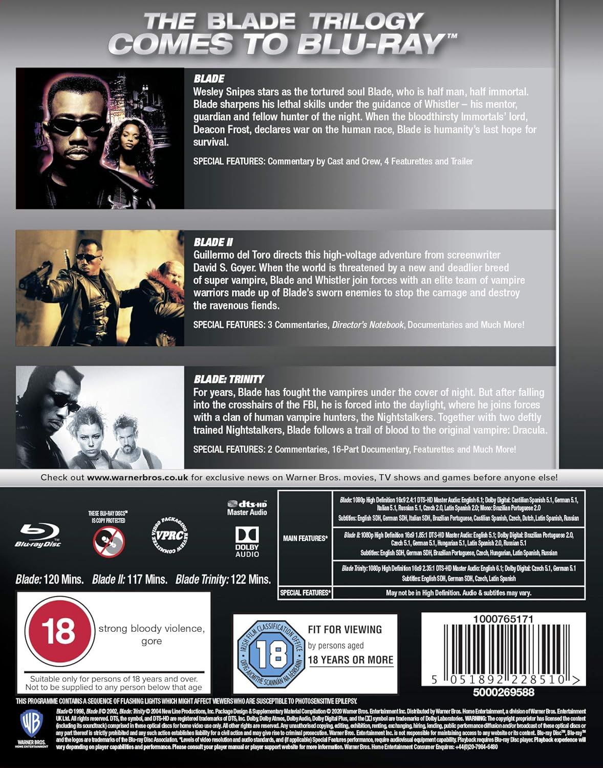 Blade Trilogy [3 Movies] Blu-ray [Region Free]