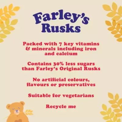 Heinz Farley&#39;s Rusks Reduced Sugar Baby Food Snacks 6+ Months 150g