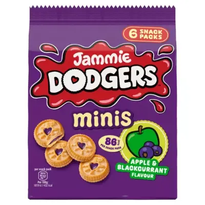 Jammie Dodgers 6 Minis Apple &amp; Blackcurrant Burst Flavour 120g