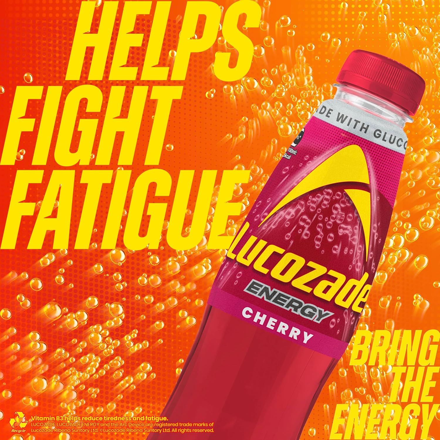 Lucozade Energy Cherry 500ml bottle