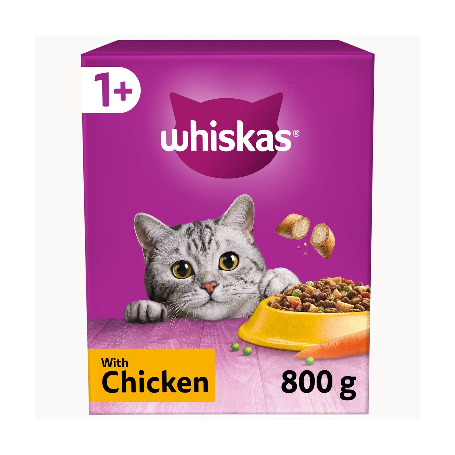 Whiskas 1+ Chicken Complete Adult Dry Cat Food 800g