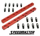 Small Block Chevy 350 Rocker Stud Girdle Kit Red 7/16&quot; Polylock Nuts   Procomp