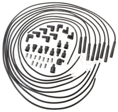 Tändkabel sats  Svart. Universal V8, silikon, kolkärna, 7mm