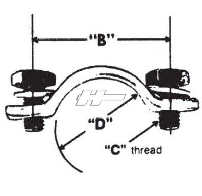 Klammersats  Mått: B: 40mm, C: 5/16 UNF, D: 27mm. För lilla GM korset bl.a. ( 27 mm skålar )