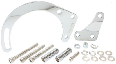 Generatorfäste Specialfäste för Chevrolet small block som flyttar ner generatorn på vänster sida i höjd med svängningsdämparen. För kort vattenpump. Perfekt för roddar, hembyggen m.m.