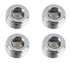 Fittings, Internal Allen Head Pipe Plug, 3/8 in. NPT, Steel, Chrome, Set of 4
