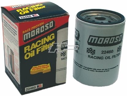 Racing Oil Filter, Chevy and others, 13/16&quot; -16 UNF thread, long design (5-1/4&quot; high), burst strength: 350 psi (max.)