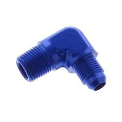AN to NPT, 90 Degree, Aluminum, Blue Anodized, -6 AN, 1/4 in. NPT,