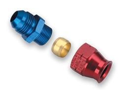 Adapter, AN to Tubing, Straight, Aluminum, Red/Blue Anodized, -8 AN, 3/8 in