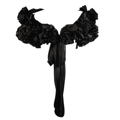 ELIZABETH MASON COUTURE Made to Order Black Silk "Deconstructed Rose" Wrap