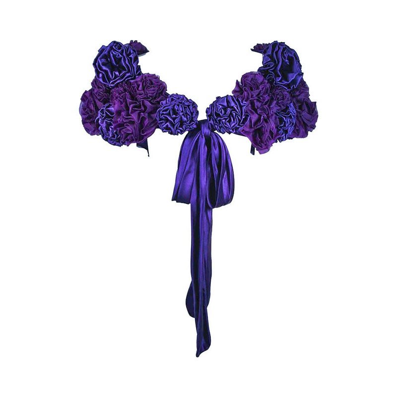 ELIZABETH MASON COUTURE Made to Order Purple Silk &quot;Rose&quot; Wrap