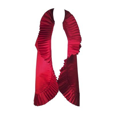 ELIZABETH MASON COUTURE PLEATS ME Dramatic Red Silk Wrap with Pleating