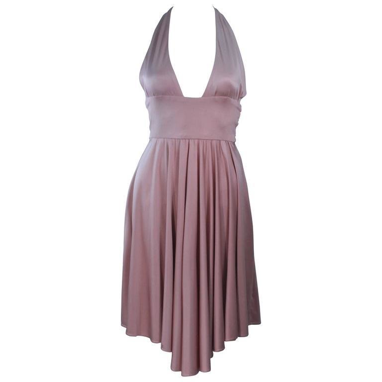 ELIZABETH MASON COUTURE Blush Silk Jersey Halter Cocktail Dress Made To Order