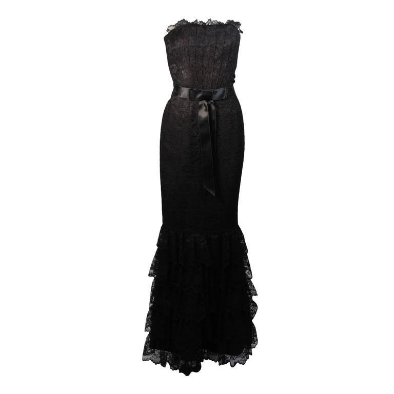 ELIZABETH MASON COUTURE Multi-Tiered Lace Gown, Transformative to Cocktail