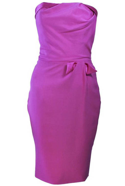 ELIZABETH MASON COUTURE Magenta Silk Cocktail Dress