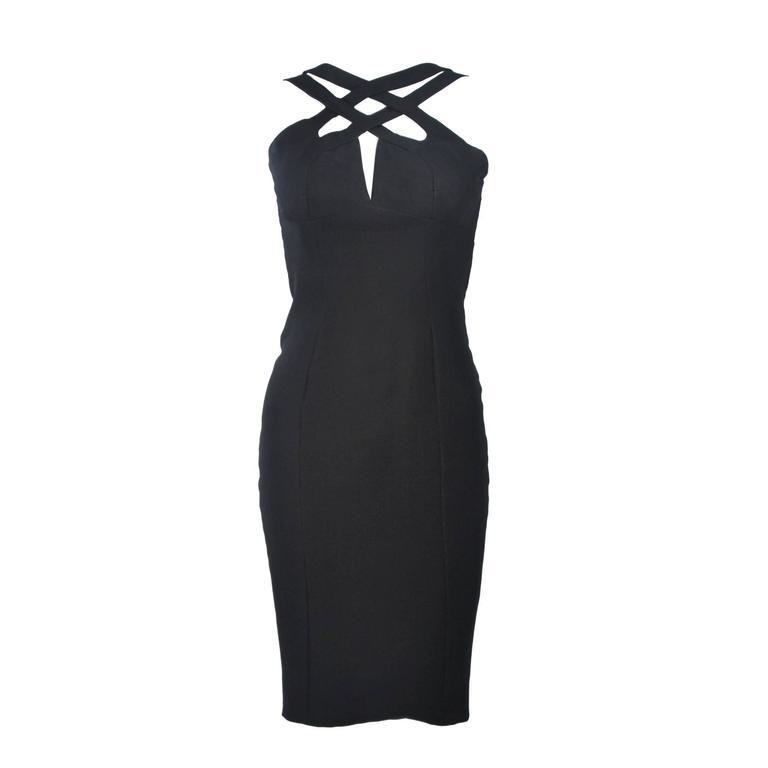 ELIZABETH MASON COUTURE Silk Criss Cross Cocktail Dress