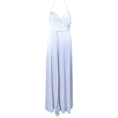 ELIZABETH MASON COUTURE White Silk Jersey Draped Gown Made To Order