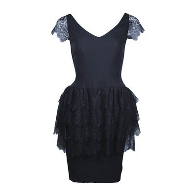 ELIZABETH MASON COUTURE Fitted Silk & Lace Cocktail Dress