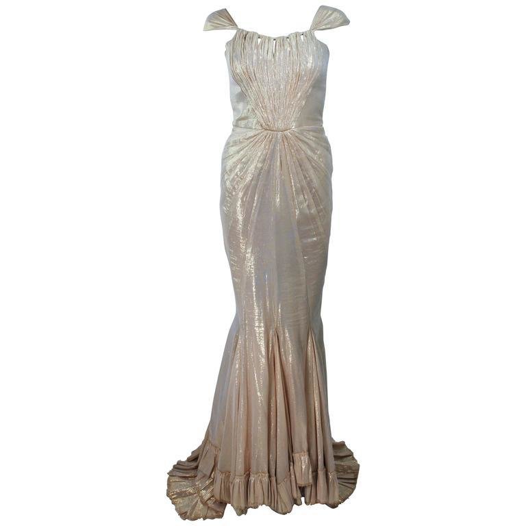 ELIZABETH MASON COUTURE &#39;Rachel&#39; Made To Measure Silk Lame Gown