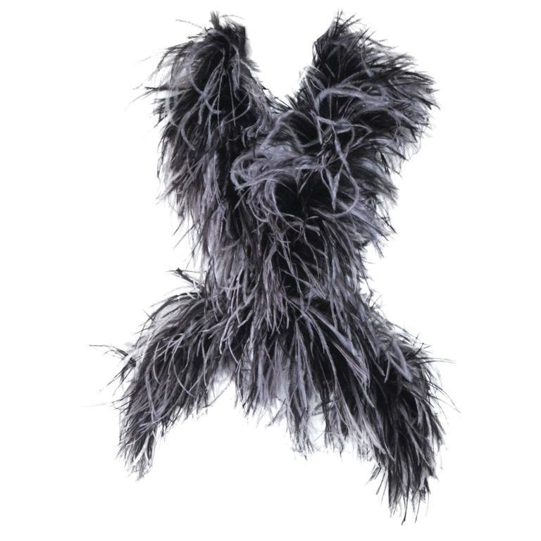 ELIZABETH MASON COUTURE Ostrich Wrap with Rhinestone Closure