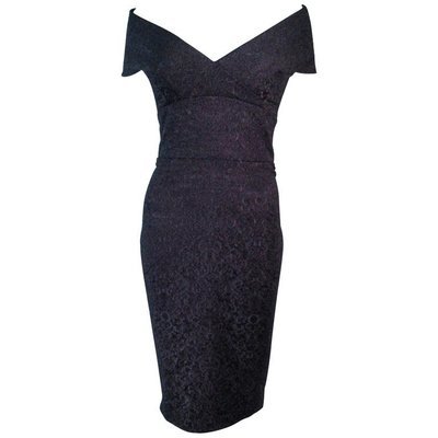ELIZABETH MASON COUTURE 'MARIA' Black Stretch Lace Cocktail Dress Made to Order