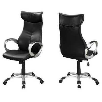26&quot; x 25.5&quot; x 99&quot; Black, Silver, Foam, Metal - High Back Office Chair