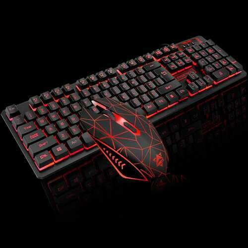 Wired USB Gaming Mechanical Feeling Keyboard Mouse Combos Breath light Pro Full Key Professional Mouse Keyboard black