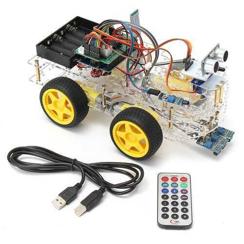 4WD Programmable Smart Robot Car Starter Kit With Remote Control for Beginner DIY