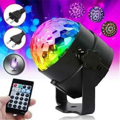 RGB Self-propelled Flash Mode Remote/ Voice Control LED Stage Light Crystal Ball Disco Club DJ Part