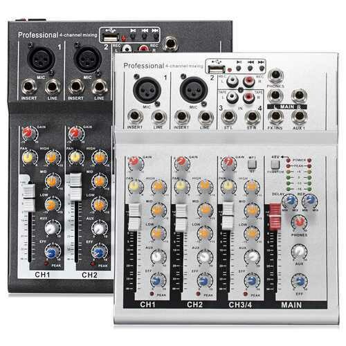 4 Channel Professional Live Mixing Studio Audio Sound USB KTV Karaoke Mixer Console