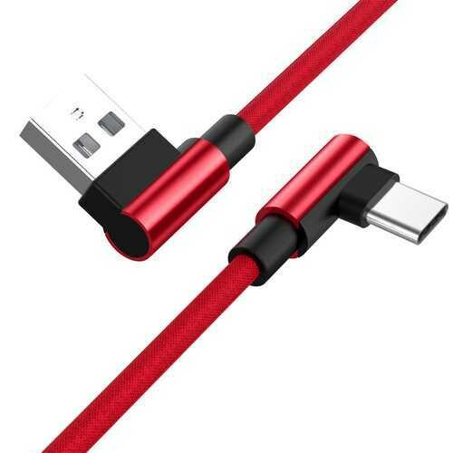 1M Type C 90 Degree Charging Cable red