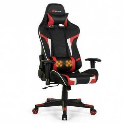 Reclining Swive Massage Gaming Chair-Red