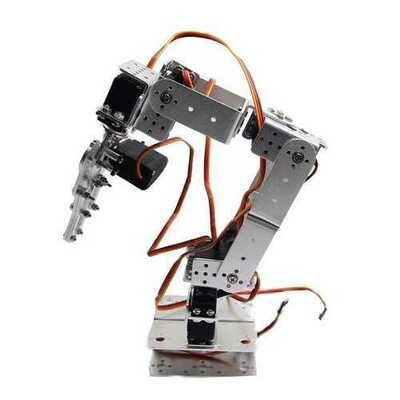 ROT2U 6DOF Aluminium Robot Arm Clamp Claw Mount Kit With Servos For Arduino-Silver