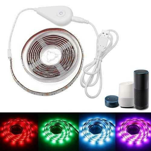 2M 12W SMD5050 Waterproof USB RGB LED Strip Light TV Backlight Work with Alexa Google DC5V Christmas Decorations Clearance Christmas Lights