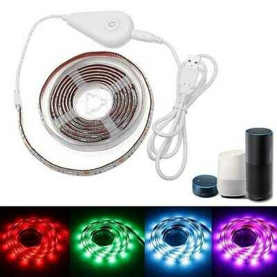 2M 12W SMD5050 Waterproof USB RGB LED Strip Light TV Backlight Work with Alexa Google DC5V Christmas Decorations Clearance Christmas Lights