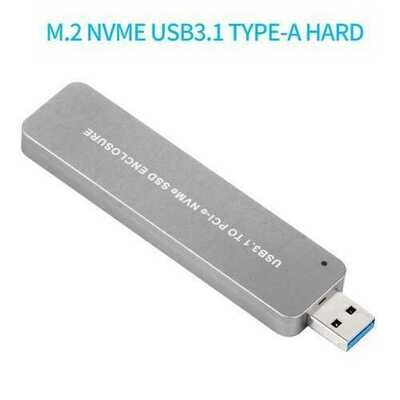 USB3.1 to PCI-E NVME M.2 TYPE-A SSD Hard Disk Box Adapter Card External Enclosure Case for 2242/2260/2280 GB SSD Silver