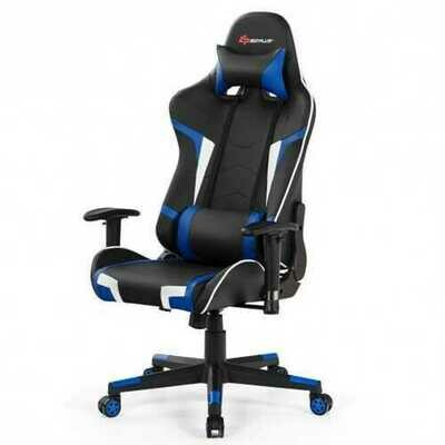 Reclining Swive Massage Gaming Chair-Blue