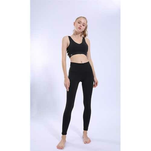 Black Running Sports Fitness Pants Tight Stretch High Waist Breathable Yoga Pants