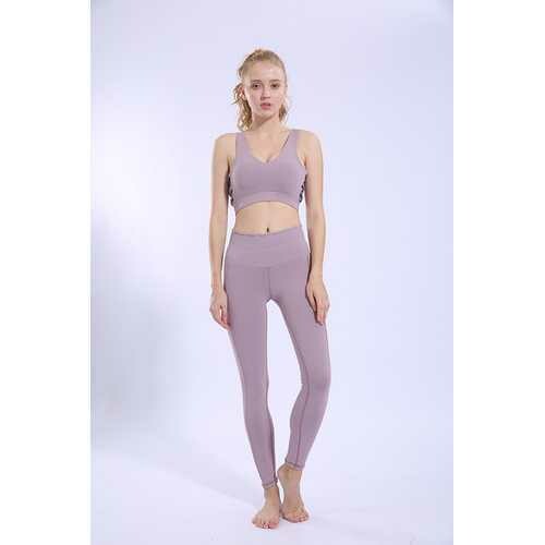 Purple Running Sports Fitness Pants Tight Stretch High Waist Breathable Yoga Pants