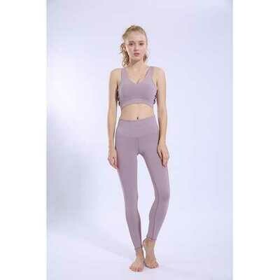 Purple Running Sports Fitness Pants Tight Stretch High Waist Breathable Yoga Pants
