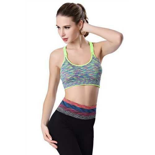 Sexy Sport Bra With Adjustment Strap Fluorescent Green &amp; Gery